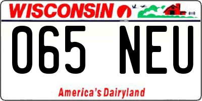 WI license plate 065NEU