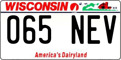 WI license plate 065NEV