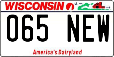 WI license plate 065NEW