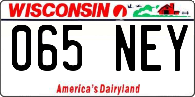 WI license plate 065NEY
