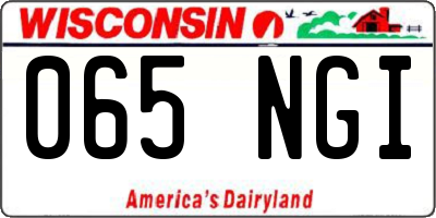 WI license plate 065NGI
