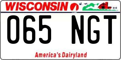 WI license plate 065NGT