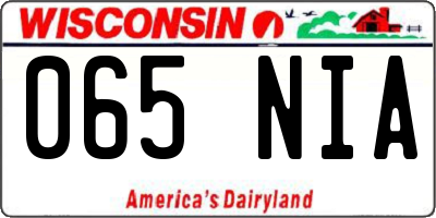 WI license plate 065NIA