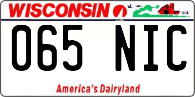 WI license plate 065NIC