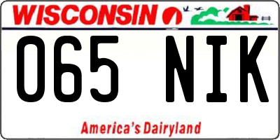 WI license plate 065NIK