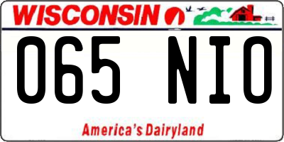 WI license plate 065NIO