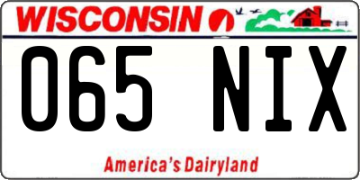 WI license plate 065NIX