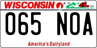 WI license plate 065NOA