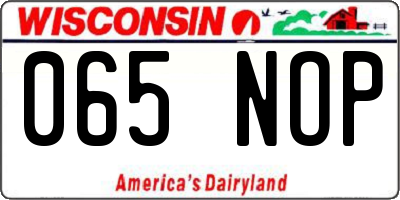 WI license plate 065NOP