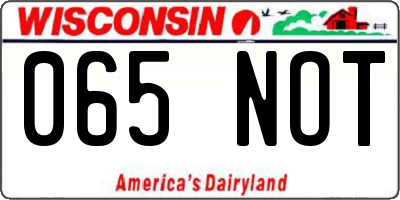 WI license plate 065NOT