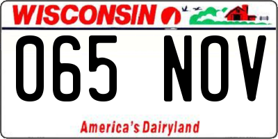 WI license plate 065NOV