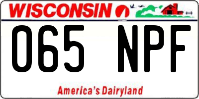 WI license plate 065NPF