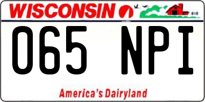WI license plate 065NPI