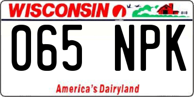 WI license plate 065NPK
