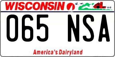 WI license plate 065NSA