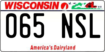 WI license plate 065NSL