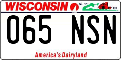 WI license plate 065NSN