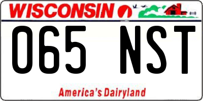 WI license plate 065NST