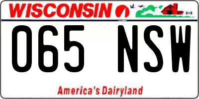 WI license plate 065NSW