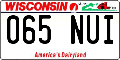 WI license plate 065NUI