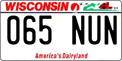 WI license plate 065NUN