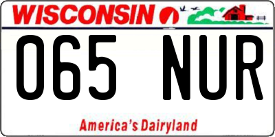 WI license plate 065NUR