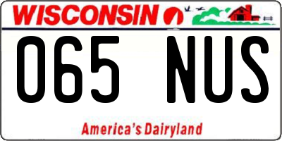 WI license plate 065NUS