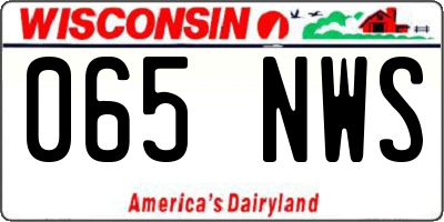 WI license plate 065NWS