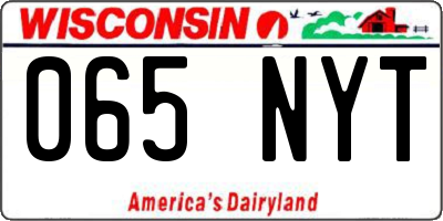 WI license plate 065NYT