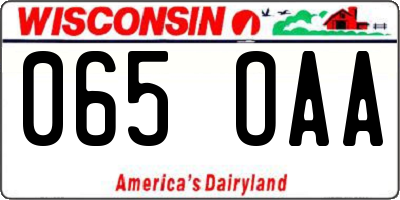 WI license plate 065OAA