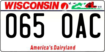 WI license plate 065OAC
