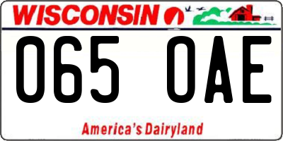 WI license plate 065OAE