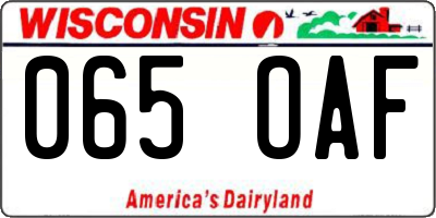 WI license plate 065OAF