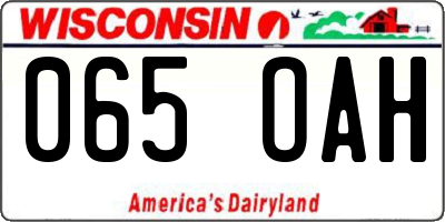 WI license plate 065OAH