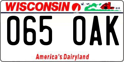 WI license plate 065OAK