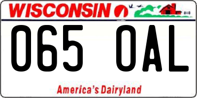WI license plate 065OAL