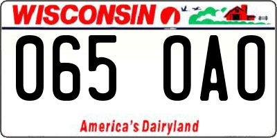 WI license plate 065OAO