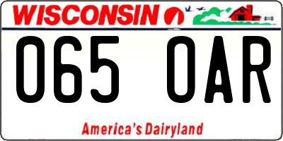 WI license plate 065OAR