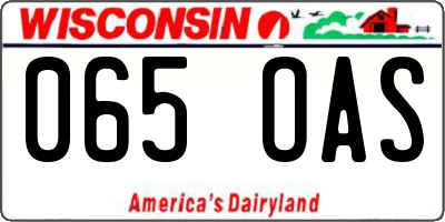 WI license plate 065OAS