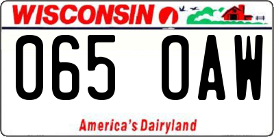 WI license plate 065OAW