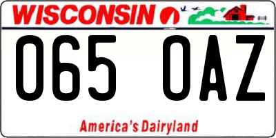 WI license plate 065OAZ