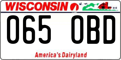 WI license plate 065OBD