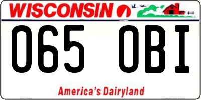 WI license plate 065OBI