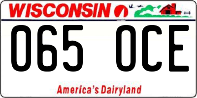 WI license plate 065OCE