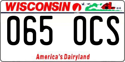 WI license plate 065OCS