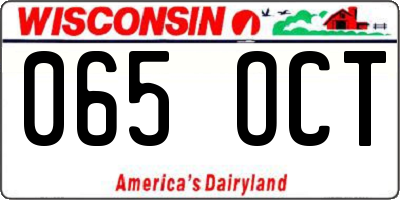 WI license plate 065OCT