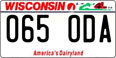 WI license plate 065ODA