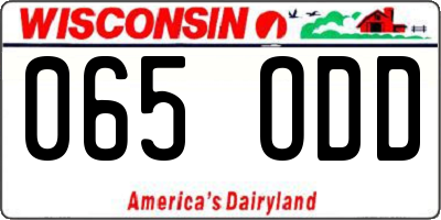 WI license plate 065ODD