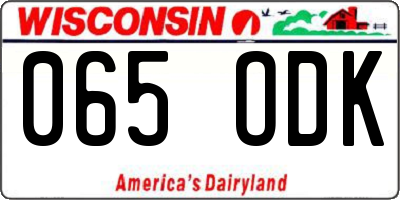WI license plate 065ODK