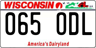 WI license plate 065ODL
